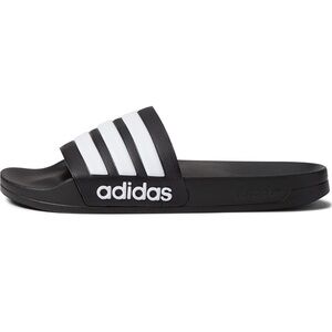 Adidas Black and White Striped Slides